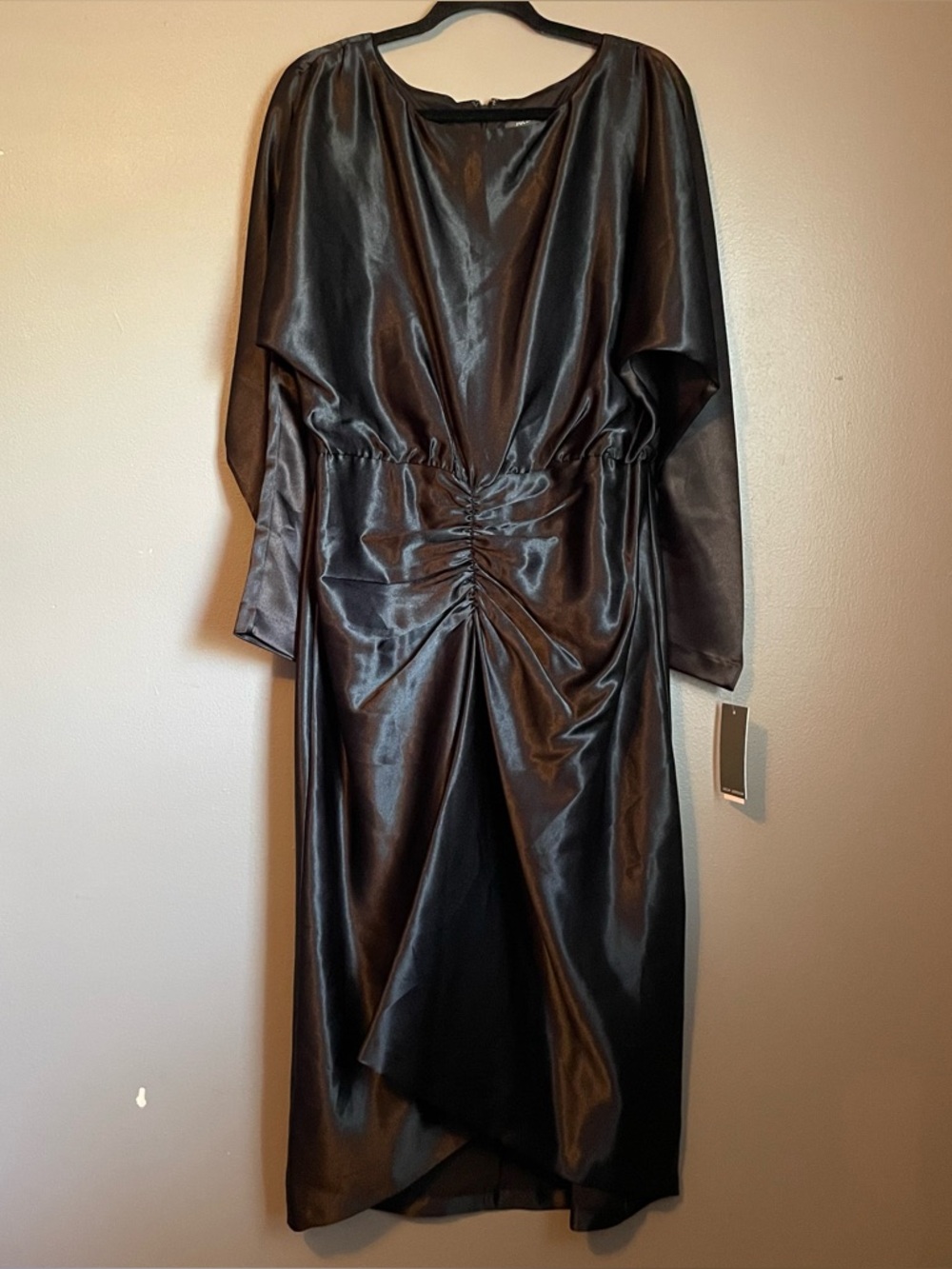 NWT Julia Jordan Sz 12 Women’s Long Sleeve Satin Cocktail Midi Dress Ret $139! - Picture 4 of 16